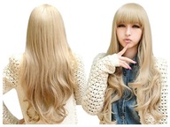 Syntetická parochňa s BANGES, dlhé BLOND vlasy Syntetická parochňa s BANGES, dlhé BLOND vlasy