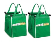 Zelená nákupná taška a skladací ECO vozík