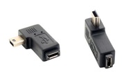 Mini USB na Micro USB M/F ľavý uhlový adaptér