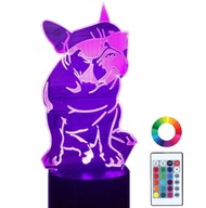 3D LED nočná lampa Francúzsky buldoček Meno gravírované 3D LED nočná lampa Francúzsky buldoček Meno gravírované