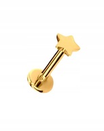 PIERCING Náušnica Gold Labret s hviezdou Lobe Helix Titanium 1,2/8/3 PIERCING Náušnica Gold Labret s hviezdou Lobe Helix Titanium 1,2/8/3