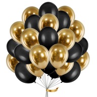 Balóny BLACK GOLD CHROME 30 cm 14 palcov 100 ks na narodeniny Silvester Balóny BLACK GOLD CHROME 30 cm 14 palcov 100 ks na narodeniny Silvester