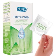 Durex NATURALS tenké a zvlhčené kondómy, prírodný gél, 10 ks.