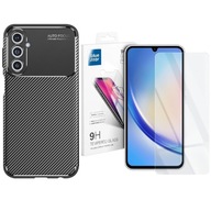 SET puzdro + sklo pre Samsung Galaxy M34 5G, uhlíkový gél TPU, puzdro, puzdro