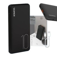 POWERBANK ROMOSS 10000MAH LED DISPLEJ USB-C S MIKRO USB KÁBLOM 5V 2,1A