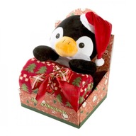 Maskot s dekou 90x75 tučniak vianočná deka