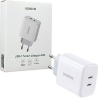 Rýchlonabíjačka 40W, 2x USB-C, Power Delivery, univerzálna UGREEN Rýchlonabíjačka 40W, 2x USB-C, Power Delivery, univerzálna UGREEN