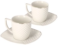 Biele šálky s podšálkou Súprava pre babku a dedka Porcelánová šálka Biele šálky s podšálkou Súprava pre babku a dedka Porcelánová šálka