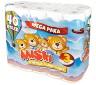 Toaletný papier BEARS 40 roliek, 3 vrstvy Toaletný papier BEARS 40 roliek, 3 vrstvy