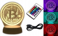 LED RGB 3D BITCOIN PILOT nočná lampa, 16 farieb LED RGB 3D BITCOIN PILOT nočná lampa, 16 farieb