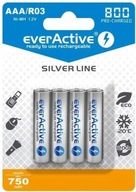 Batérie AAA / R03 Ni-MH everActive 800mAh Silver Line (balenie po 4 ks)