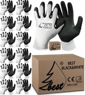 12 párov pracovných rukavíc BEST BLACK&WHITE ochranné rukavice veľkosť 10/XL
