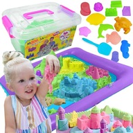 Kinetický pieskový set 3kg pieskovisko formičky na bazén magické farebné Kinetický pieskový set 3kg pieskovisko formičky na bazén magické farebné