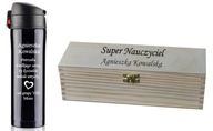 Tepelný pohár pre darček pre učiteľa v krabici s gravírovaním Tepelný pohár pre darček pre učiteľa v krabici s gravírovaním
