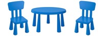 IKEA MAMMUT Stôl + 2 stoličky detské modré