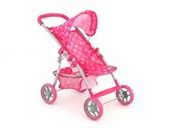 Vozík, kočík pre bábiky v ružovej farbe so srdiečkami