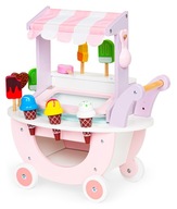 Drevený ružový zmrzlinový vozík pre deti, 12-dielna predajňa, zmrzlináreň, veda
