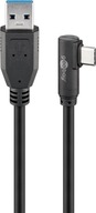 Kábel USB-C na USB-A 3.0, uhol 90°, čierny, 2 m