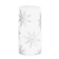 FROSTED sviečka so snehovými vločkami, biela, 13 cm