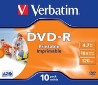 VERBATIM DVD-R Verbatim 4,7 GB X16 na tlač (10 jednotiek)