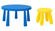 IKEA MAMMUT Blue stolík + detská taburetka