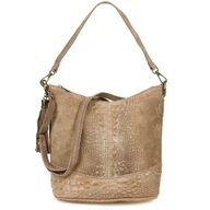 Dámska semišová croco TAUPE messenger taška