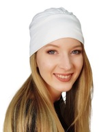 Turban Jasmine ecru, volánový klobúk bez vzoru, aj po chemoterapii