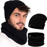 Pánsky SET čiapky s nákrčníkom na jeseň a zimu, pánska, farba: BLACK UNI