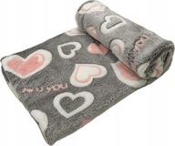 DEKA PRE PSA MÄKKÉ FLEECE SIVÁ RUŽOVÉ SRDCE 3D 100X70 DEKA PRE PSA MÄKKÉ FLEECE SIVÁ RUŽOVÉ SRDCE 3D 100X70