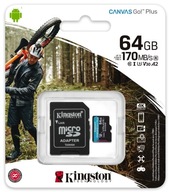 KINGSTON 64 GB micro SDXC C10 UHS-3 V30 A2 170 MB KINGSTON 64 GB micro SDXC C10 UHS-3 V30 A2 170 MB