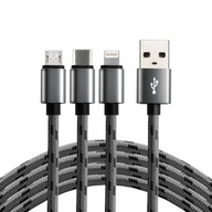 Kábel USB 3v1 - USB-C, Lightning, microUSB