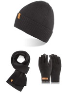 Súprava zimných šál, čierna čiapka a rukavice