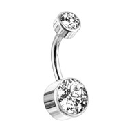 PIERCING piercing do pupka s dvoma kryštálmi. TITANIUM Veľkosť 1,6/10 PIERCING piercing do pupka s dvoma kryštálmi. TITANIUM Veľkosť 1,6/10