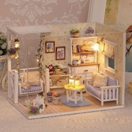 Drevený domček pre bábiky RETRO MODEL DIY 3013 LED 13CM