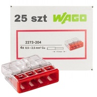 WAGO 2273-204 RÝCHLOSPOJKA DRÔT PUSH 4x0,5-2,5mm2 25 KS WAGO 2273-204 RÝCHLOSPOJKA DRÔT PUSH 4x0,5-2,5mm2 25 KS