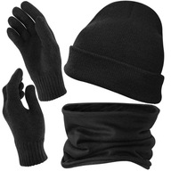Zimná čiapka, šál, rukavice, pánska zimná súprava podšitá fleecom