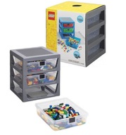 Lego knižnica stolová polica s 3 zásuvkami sivá