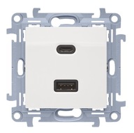 SIMON 10 Double USB C+A QC Quick Charge Charger 3A 30W White SIMON 10 Double USB C+A QC Quick Charge Charger 3A 30W White