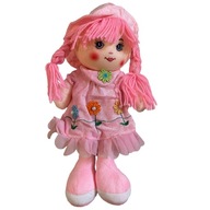 Veľká plyšová handrová bábika v šatách, 37 cm
