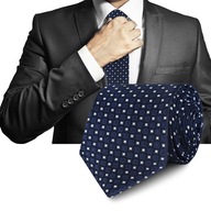 Elegantná pánska klasická károvaná tmavomodrá kravata