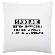 Zvárač v práci, nie na pretekoch, biely vankúš Zvárač v práci, nie na pretekoch, biely vankúš