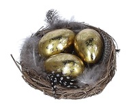 Fasciné hniezdo 12 cm zlaté vajíčka s ornamentami