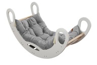 Súprava Montessori rocker - detské ihrisko, deti - biela MDF + šedý vankúš Súprava Montessori rocker - detské ihrisko, deti - biela MDF + šedý vankúš