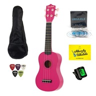 Harley Benton Pink ukulele + sada príslušenstva