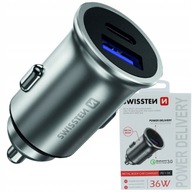 Autonabíjačka pre USB a USB-C zásuvku zapaľovača 36W SWISSTEN Autonabíjačka pre USB a USB-C zásuvku zapaľovača 36W SWISSTEN