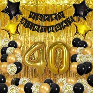 BALÓNOVÉ DEKORACIE SET 40 NARODENINY ZLATÝ ČIERNY ZÁCLONY STENE PARTY XL BALÓNOVÉ DEKORACIE SET 40 NARODENINY ZLATÝ ČIERNY ZÁCLONY STENE PARTY XL