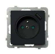 JEDNA ZÁSUVKA S UZEMNENÍM USB NABÍJAČKA GP-1RZPUSB/m/33 ČIERNA JEDNA ZÁSUVKA S UZEMNENÍM USB NABÍJAČKA GP-1RZPUSB/m/33 ČIERNA