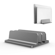 Laptop MacBook s dvojitým hliníkovým sivým stojanom Laptop MacBook s dvojitým hliníkovým sivým stojanom