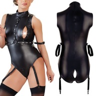 Čierne telo z eko kože s pruhmi L Cottelli BONDAGE Čierne telo z eko kože s pruhmi L Cottelli BONDAGE