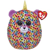 Maskot vankúša TY Squish-a-Boos viacfarebný leopard - GISELLE, 22 cm
